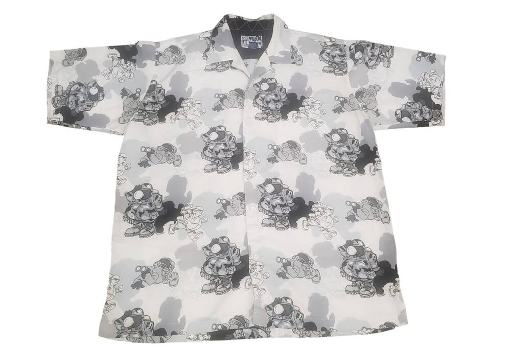 Raw Blue Military Men Button Up Collared Short Sleeved Shirt | Size Extra Large